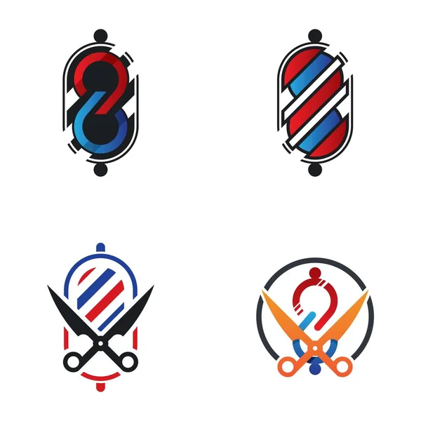 Set Icone Vettoriali Modello Logo Barbershop — Vettoriale Stock