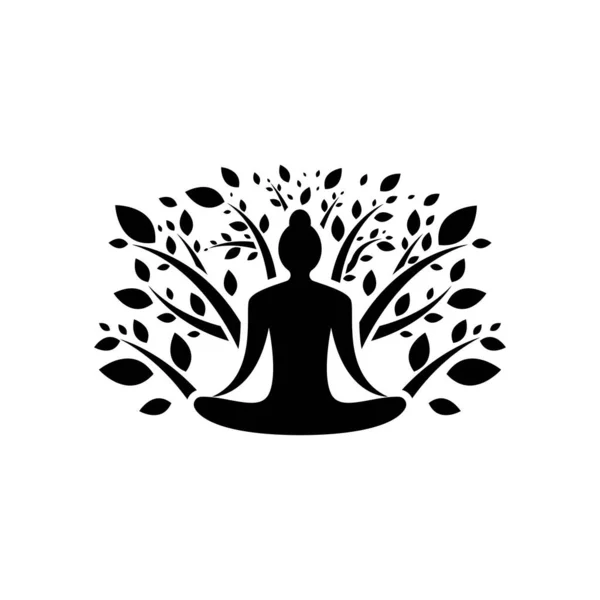 Логотип Йоги Изображением Дерева — стоковый вектор