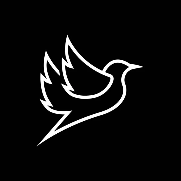 Bird Linha Logotipo Modelo Vetor Ícone Design — Vetor de Stock