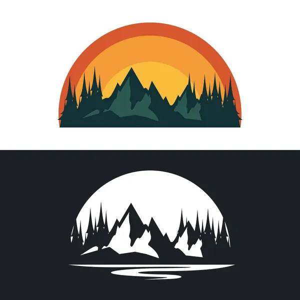 Dağ Macerası Logo Şablonu Ikon Tasarımı — Stok Vektör