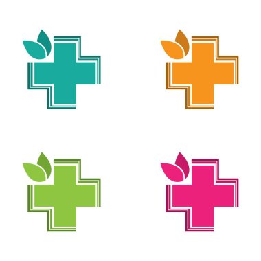 Tıbbi çapraz logo şablon vektör simgesi dizaynı