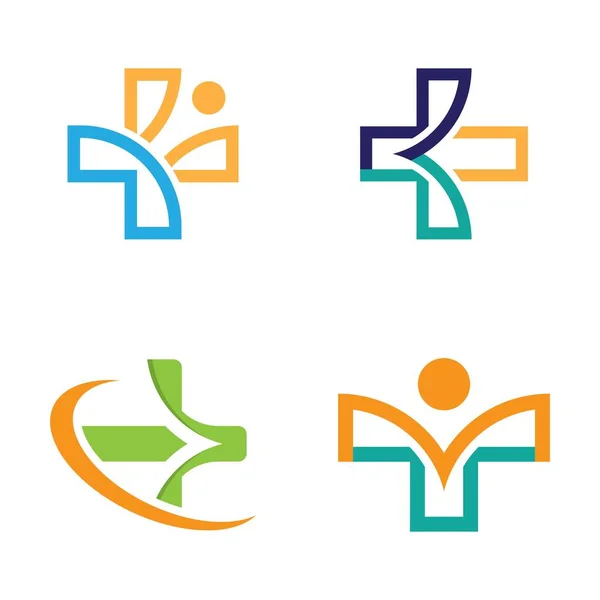 Medizinisches Kreuz Logo Vorlage Vektor Icon Set Design — Stockvektor