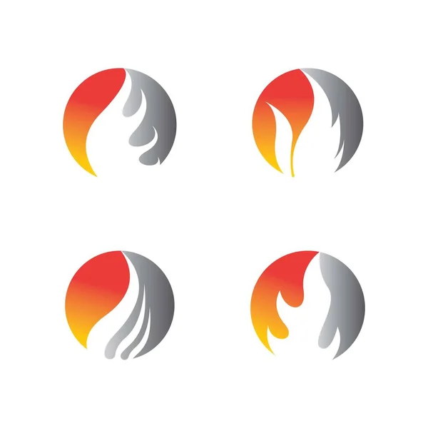 Flame Logo Plantilla Vector Icono Conjunto Diseño — Archivo Imágenes Vectoriales