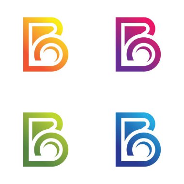 B Harfi logo iş şablonu vektör simgesi seti