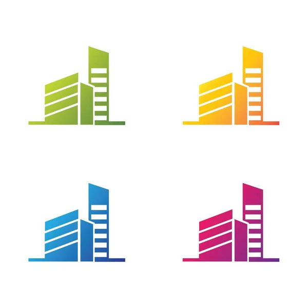 Immobilien Logo Ikone Set Design — Stockvektor