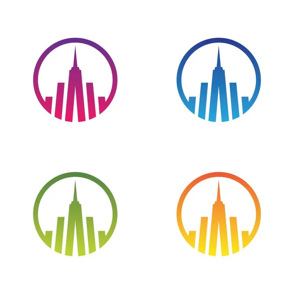 Diseño Conjunto Iconos Logotipo Bienes Raíces — Vector de stock