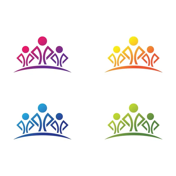 Ensemble Icônes Logo Travail Équipe — Image vectorielle