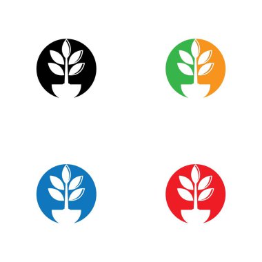 Ağaç yaprağı vektör logosu tasarımı, çevre dostu kavram