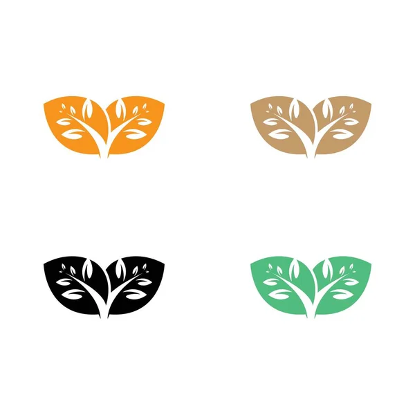 Blatt Vektor Logo Vorlage Icon Set Design — Stockvektor