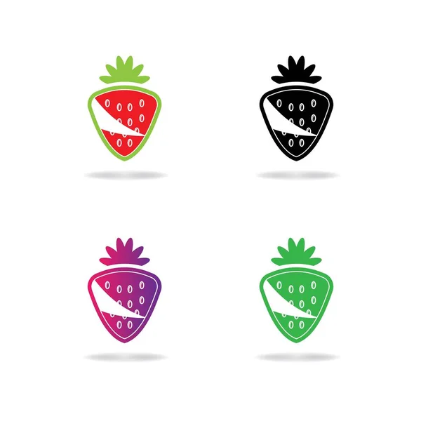 Erdbeere Logo Vorlage Vektor Icon Design — Stockvektor
