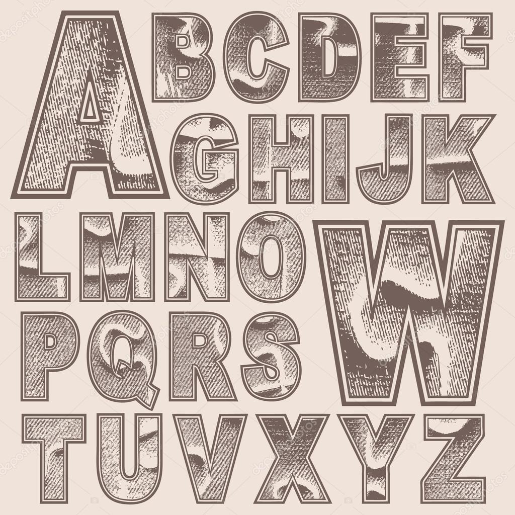 Grunge scratched alphabet set — Stock Vector © bkamasova #31622429
