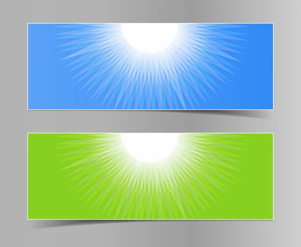Uppsättning av blå-gröna horisontella banners. — Stock vektor