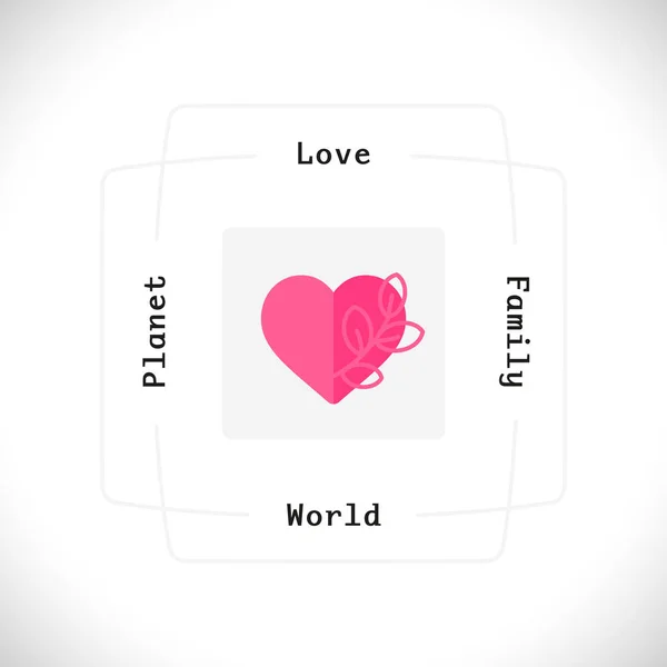 Infografía Amor Corazón Con Líneas Palabras Diseño Vector Elemento — Archivo Imágenes Vectoriales