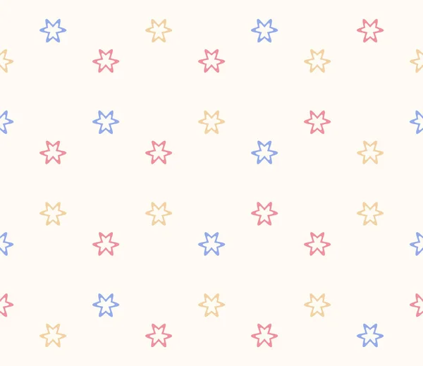 Stars Vector Seamless Pattern Light Pastel Colors Sweet Background — Stock Vector