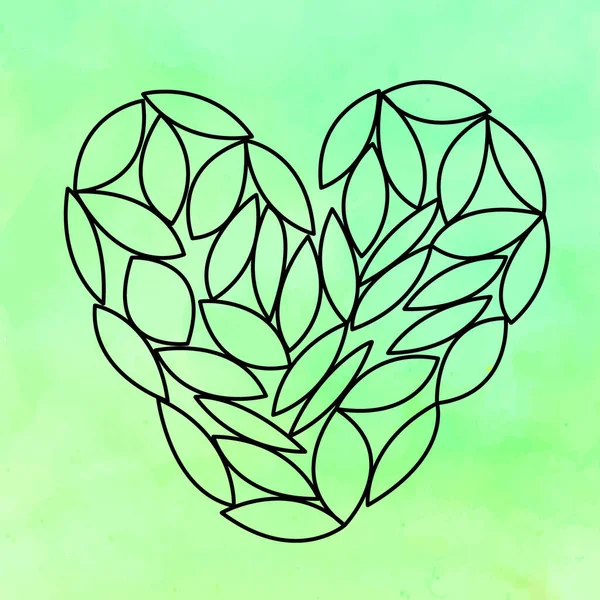 Heart Leaves Vector Design Illustration Leaves Arranged Heart Shape — Image vectorielle