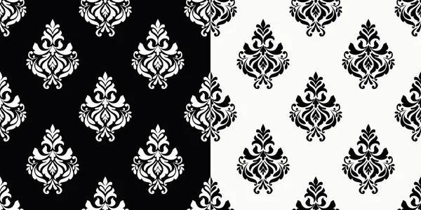 Безшовний Чорно Білий Візерунок Дамаси Декоративний Фон Стоковий вектор