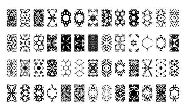 Set Seamless Decorative Geometric Pattern Ornamental Vector Black White Background — стоковый вектор