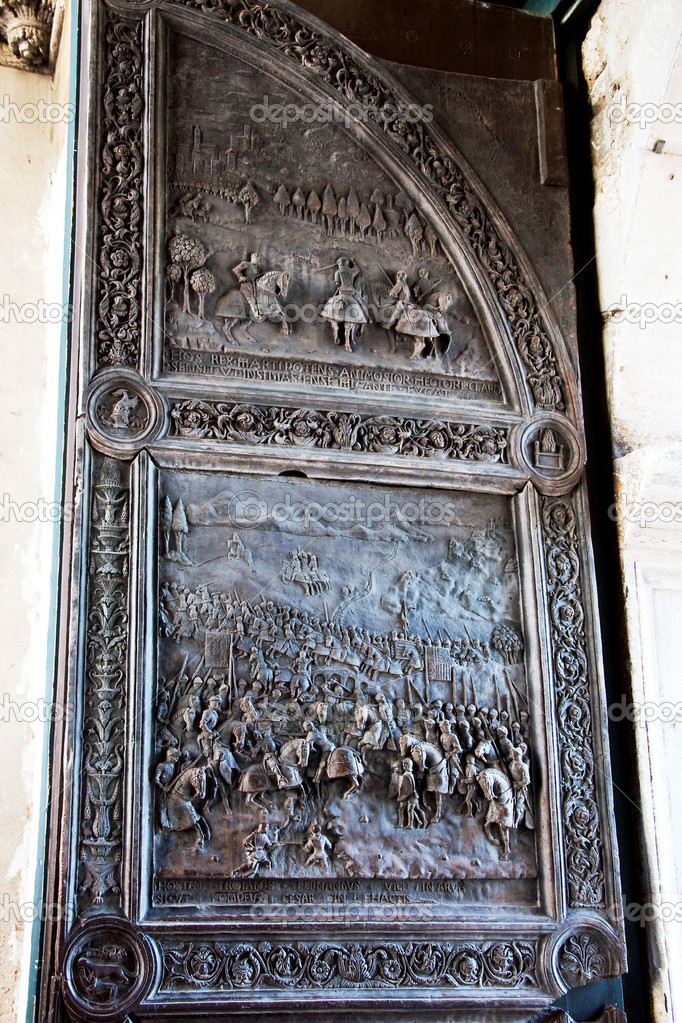 The relief door in the Castle Nuovo, Naples, Italy