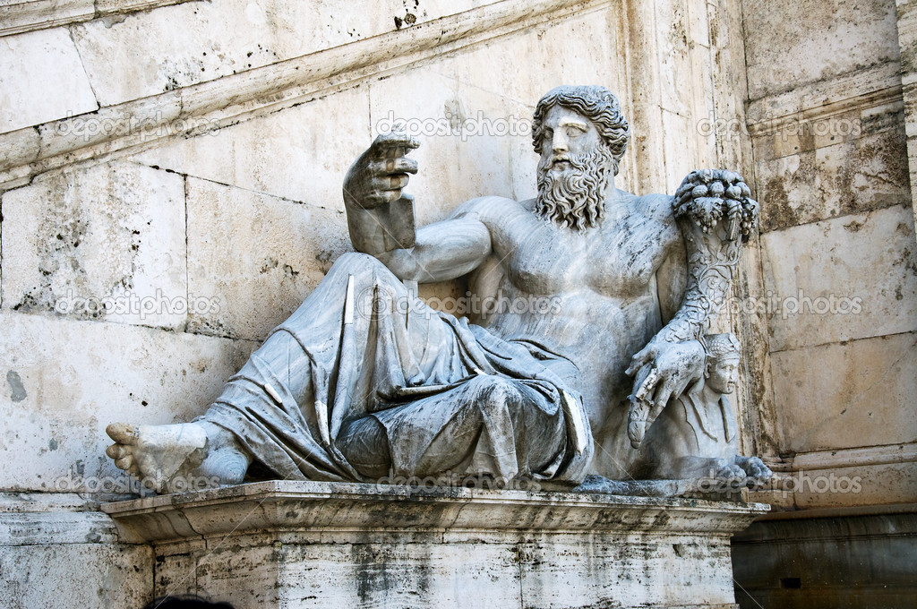 Italy, Rome, Campidoglio Square, roman statue