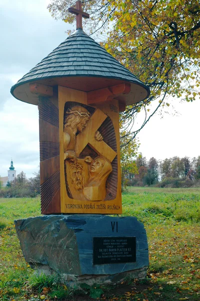 One of the new Stations of the Cross to the hill Uhlírsky near Bruntal — стокове фото