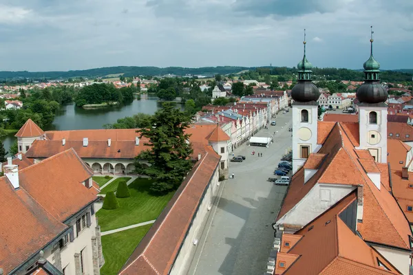 Telc, Nézd a régi város (az unesco Világörökség része) — Stock Fotó