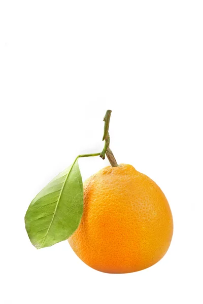 Orange mit Blatt — Stockfoto