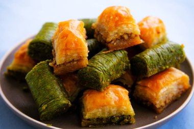 Traditional middle eastern, Turkish and Arabic sweet desert made of filo pastry and nuts