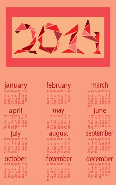 Eenvoudige 2014 kalender — Stockvector