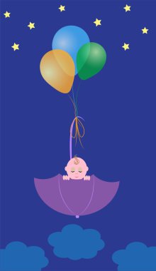 bir şemsiye topları içinde bebek