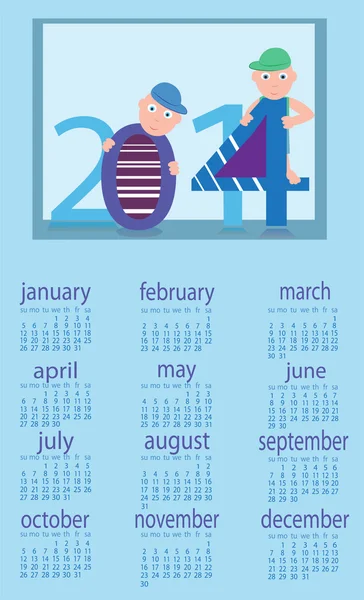 Kalender voor 2014 — Stockvector