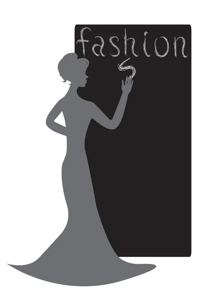 Vettore commerciale sfondo con ragazza silhouette — Vettoriale Stock