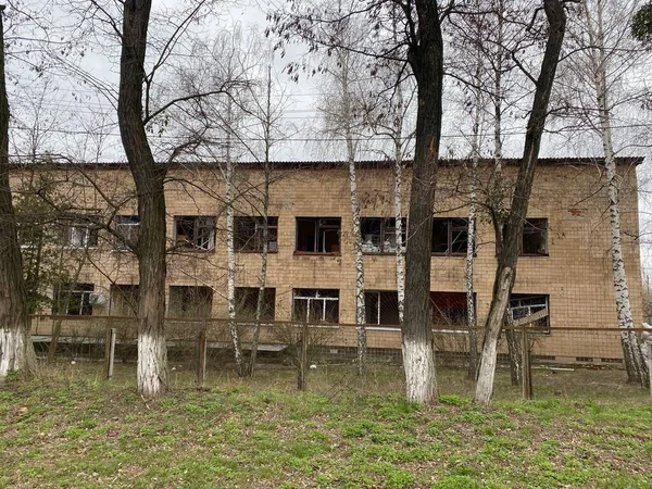 Destruction Causée Par Bombardement Armée Russe Dans Ville Vassilkov Région — Photo