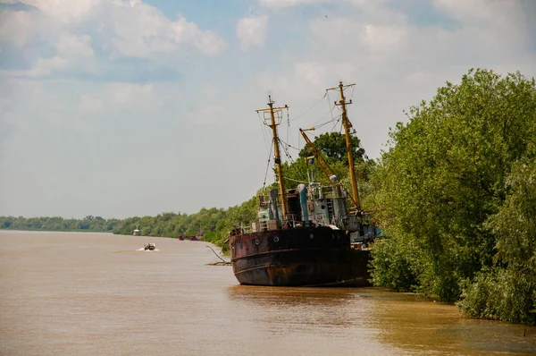 Old Ship River Merchant Fleet Danube River Town Vilkovo — ストック写真