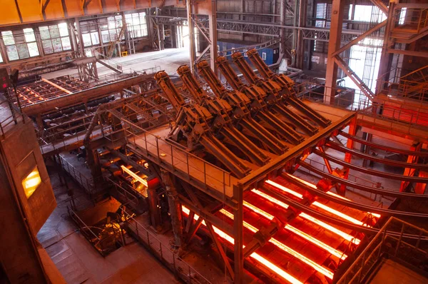 Continugietmachine Staalproductie Een Warenhuis Staalfabriek — Stockfoto
