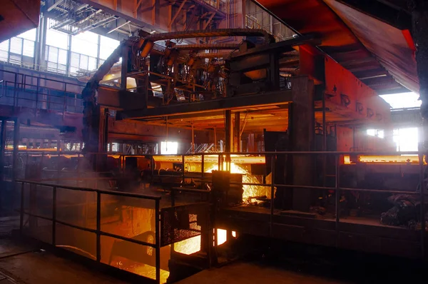 连铸工艺 车间的钢铁生产 — 图库照片