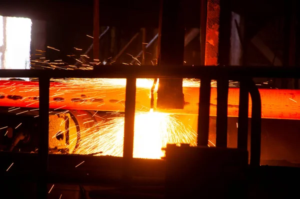 连铸机 热门店里的钢铁生产 — 图库照片