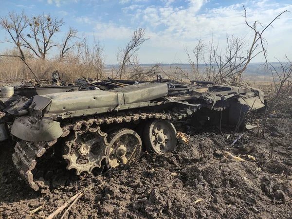 Kharkiv Ukraine Április 2022 Törött Tankok Harci Járművek Más Égett — Stock Fotó