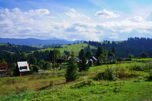 Ukrayna Karpatları 'nın manzaraları. Dağlar, vadiler, çimenler
