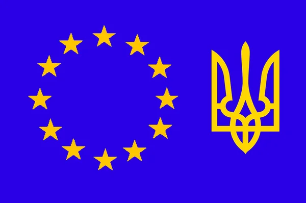 Armoiries Ukraine Avec Les Étoiles Union Européenne Ukraine Bientôt Devenir — Photo