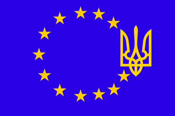 Stemma Dell Ucraina Insieme Alle Stelle Dell Unione Europea Ucraina — Foto Stock