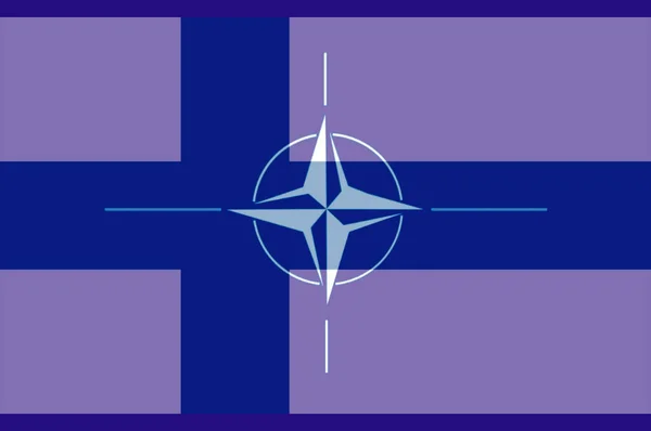 Emblema Otan Junto Con Bandera Finlandia Finlandia Miembro Otan —  Fotos de Stock