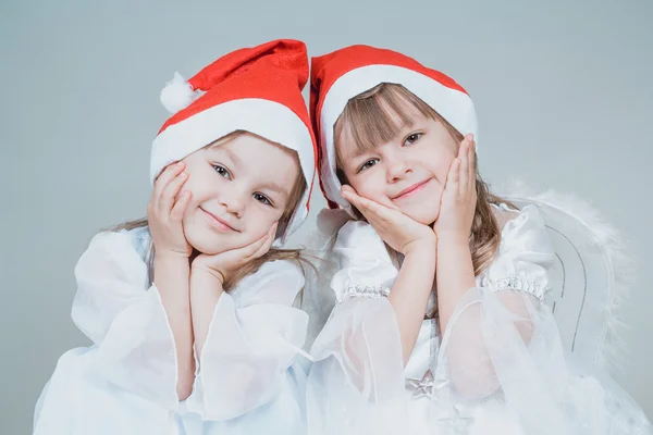 Two christmas little girls — Stock Photo, Image