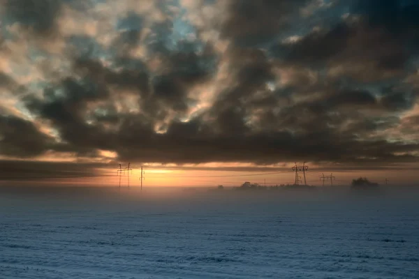 Dramatic winter sunset light — Stock Photo, Image