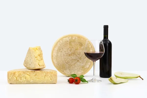 Formaggio e vino con pere — Foto Stock