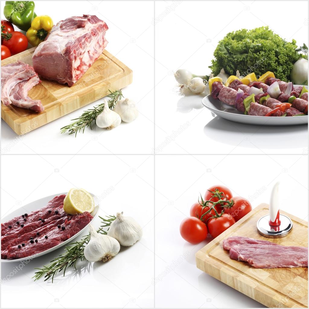 Composition of various meats collage