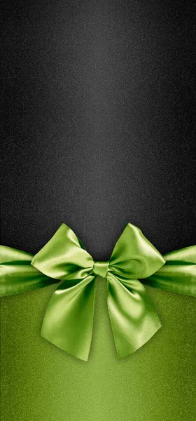 Czarna Piątkowa Karta Podarunkowa Błyszczącą Zieloną Wstążką Wyizolowana Błyszczącym Czarnym — Zdjęcie stockowe