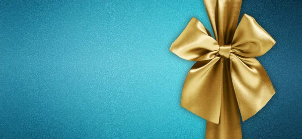 Vidám Karácsonyi Ajándék Kártya Arany Fényes Szalag Elszigetelt Türkiz Csillogó — Stock Fotó