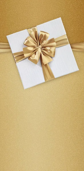 Mothers Day Gift Card White Box Wrapped Golden Ribbon Bow — Stock Fotó