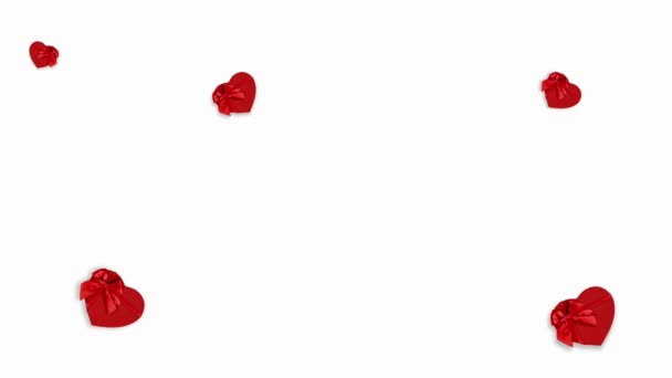 Valentijnsdag Motion Graphics Animatie Gift Card Rode Hartvorm Dozen Met — Stockvideo