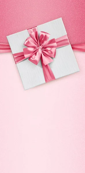 Cartão Presente Dia Das Mães Caixa Com Laço Fita Brilhante — Fotografia de Stock
